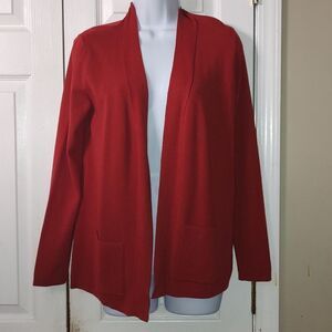 Jones New York Ribbed Trim Open Front Long Sleeve Cardigan  Sz S